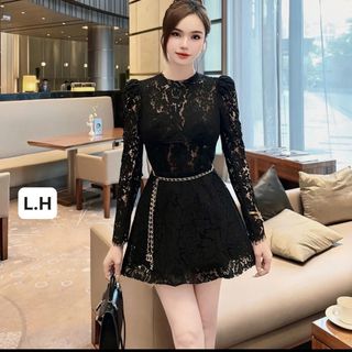 ✨ ĐẦM REN DÀI TAY DÁNG A KÈM ĐAI XÍCH – SANG CHẢNH, TÔN DÁNG, LÊN HÌNH CỰC XINH