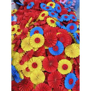 QUẠT XẾP TRÒN DÁN CHỮ ĐỎ (10cm)TRANG TRÍ TẾT