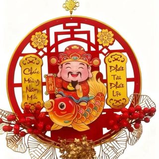 Thần Tài Cưỡi Cá Chép – Gật Tròn