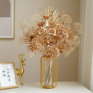 CÀNH RẺ QUẠT 3 NHÁNH MẠ VÀNG (65cm) TRANG TRÍ TẾT