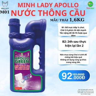 [M1] NƯỚC THÔNG CẦU MINH LADY APOLLO CHAI THÁI 1,6KG Chất BICROPHOT Siêu Tiết Kiệm Chống Ngẹt Chống Mùi Hôi