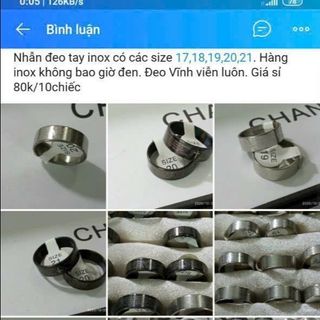 Nhẫn inox đeo tay nhiều size nam nữ luôn