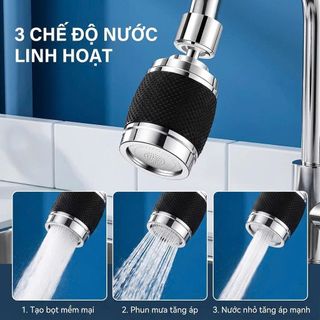 ĐẦU VÒI ĐEN TĂNG ÁP BỒN RỬA CHÉN 3 CHẾ ĐỘ