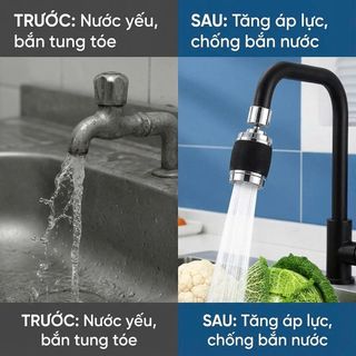 ĐẦU VÒI ĐEN TĂNG ÁP BỒN RỬA CHÉN 3 CHẾ ĐỘ