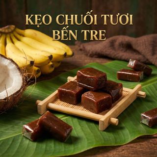KẸO CHUỐI TƯƠI LOẠI 1, ĐẶC SẢN LÀNG NGHỀ BẾN TRE 500G - WINNIE HOUSE