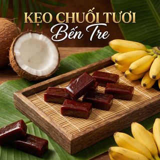 KẸO CHUỐI TƯƠI LOẠI 1, ĐẶC SẢN LÀNG NGHỀ BẾN TRE 500G - WINNIE HOUSE
