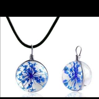 Dây chuyền da kèm mặt đá ép hoa khô y hình rất đẹp nhe