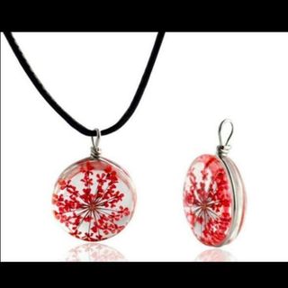 Dây chuyền da kèm mặt đá ép hoa khô y hình rất đẹp nhe