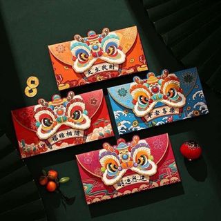 Set 4 lì xì Đầu Lân
