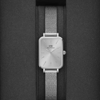 ĐỒNG HỒ NỮ CAO CẤP D WELLINGTON DÂY LƯỚI CHỮ NHẬT BẠC MẶT XÁM FULLBOX TEM