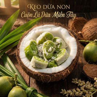 KẸO DỪA NON CUỘN LÁ DỨA MIỀN TÂY - BÉO NGẬY NGẤT, ĂN LÀ MÊ 500G - WINNIE HOUSE