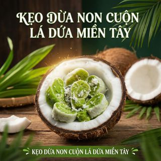 KẸO DỪA NON CUỘN LÁ DỨA MIỀN TÂY - BÉO NGẬY NGẤT, ĂN LÀ MÊ 500G - WINNIE HOUSE
