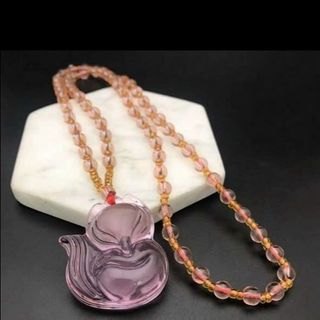 Dây chuyền phong thủy mặt hồ ly màu hồng