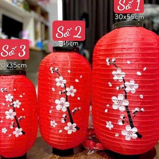 đèn lồng giấy đỏ hoa đào trang trí tết