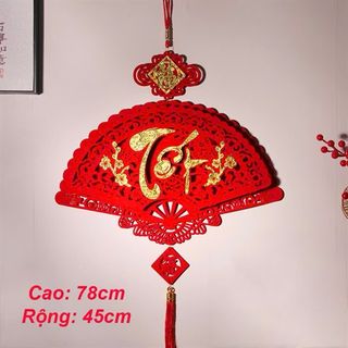 KHÁNH NHUNG ĐỎ TREO TRANG TRÍ TẾT HÌNH QUẠT – CHỮ TẾT, PHÚC, LỘC, THỌ