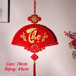KHÁNH NHUNG ĐỎ TREO TRANG TRÍ TẾT HÌNH QUẠT – CHỮ TẾT, PHÚC, LỘC, THỌ