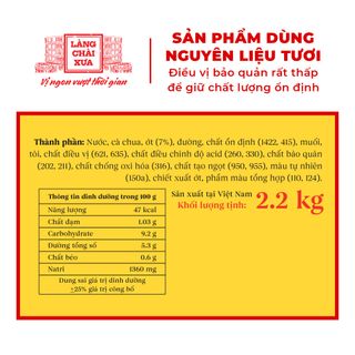 Tương ớt Làng Chài Xưa Chilli chai 2.2kg thơm ngon đặc biệt, cay tự nhiên, ớt tươi sạch từ nông trại Thôn Xanh Farm