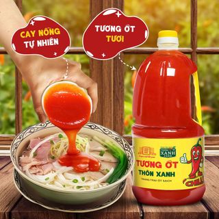 Tương ớt Làng Chài Xưa Chilli chai 2.2kg thơm ngon đặc biệt, cay tự nhiên, ớt tươi sạch từ nông trại Thôn Xanh Farm