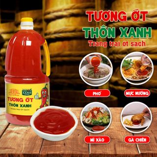Tương ớt Làng Chài Xưa Chilli chai 2.2kg thơm ngon đặc biệt, cay tự nhiên, ớt tươi sạch từ nông trại Thôn Xanh Farm