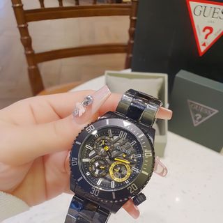 ĐỒNG HỒ NAM CAO CẤP GUECC DÂY THÉP MẶT TRÒN CHẠY FULL KIM FULLBOX