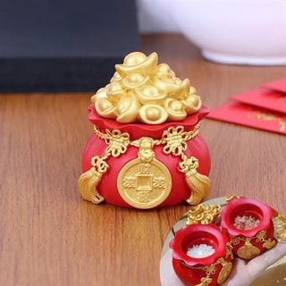 Hũ đựng gạo, muối, nước thần tài - Màu đỏ & vàng ( size vừa 6,5cm )