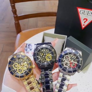 ĐỒNG HỒ NAM CAO CẤP GUECC DÂY THÉP MẶT TRÒN CHẠY FULL KIM FULLBOX