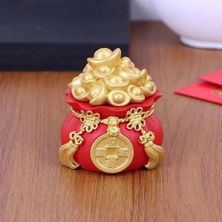 Hũ đựng gạo, muối, nước thần tài - Màu đỏ & vàng ( size to 8,5cm )