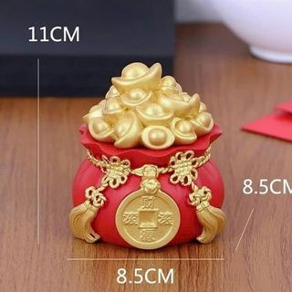 Hũ đựng gạo, muối, nước thần tài - Màu đỏ & vàng ( size to 8,5cm )