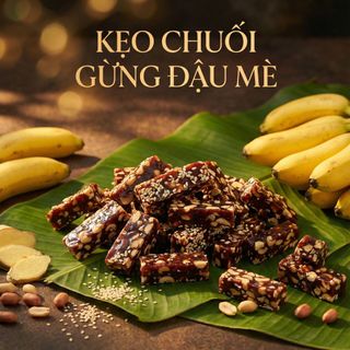 KẸO CHUỐI GỪNG ĐẬU MÈ NHÀ LÀM 500G - WINNIE HOUSE