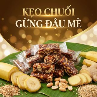KẸO CHUỐI GỪNG ĐẬU MÈ NHÀ LÀM 500G - WINNIE HOUSE