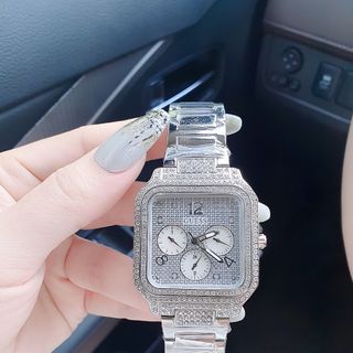 ĐỒNG HỒ NỮ CAO CẤP GUECC DÂY THÉP BẠC VÀ VÀNG MẶT VUÔNG FULL ĐÁ