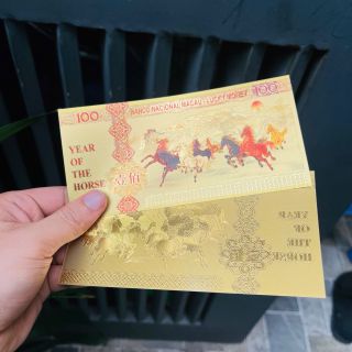 Tiền Con Ngựa Plastic Mạ Vàng In Màu 3D - Tiền Lì Xì Tết 2026