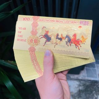 Tiền Con Ngựa Plastic Mạ Vàng In Màu 3D - Tiền Lì Xì Tết 2026