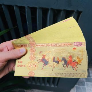Tiền Con Ngựa Plastic Mạ Vàng In Màu 3D - Tiền Lì Xì Tết 2026