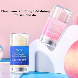 Kem Dưỡng Dạng Thỏi Nicor Dưỡng Ẩm Sâu & Làm Sáng Da – White Vaseline / Peach Radiance 40g