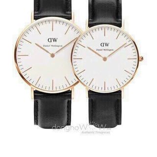 ĐỒNG HỒ NAM NỮ CAO CẤP DANIEL W CLASSIC DÂY DA MẶT TRẮNG VIỀN VÀNG FULLBOX HỘP NƠ