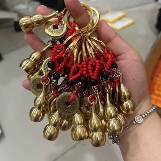 Móc Khóa Hồ Lô 5 Đồng Xu Ngũ Đế - Bằng Đồng Nguyên Chất