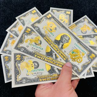 Tiền 2 Đô Mạ Vàng 12 Con Giáp - Tiền Con Ngựa Lì Xì Tết 2026