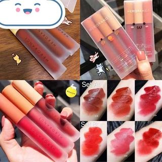 Set 3 Cây Son Kem Lì HERORANGE – Lên Màu Chuẩn, Mịn Môi, Lâu Trôi | 6 Màu Thời Thượng