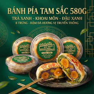 BÁNH PÍA TAM SẮC 3 VỊ TRÀ XANH – KHOAI MÔN – ĐẬU XANH 580G - WINNIE HOUSE