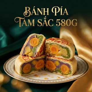 BÁNH PÍA TAM SẮC 3 VỊ TRÀ XANH – KHOAI MÔN – ĐẬU XANH 580G - WINNIE HOUSE