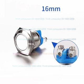 Công tắc Kim loại 16mm nhấn nhả 12V 24V  chống nước chống gỉ sét