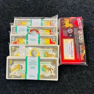 Tiền 2 Đô Mạ Vàng Con Ngựa Tặng Kèm Bao Lì Xì Đỏ - Tiền Lì Xì Tết Năm 2026