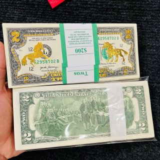 Tiền 2 Đô Mạ Vàng Con Ngựa Tặng Kèm Bao Lì Xì Đỏ - Tiền Lì Xì Tết Năm 2026