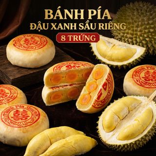BÁNH PÍA ĐẬU XANH SẦU RIÊNG 8 TRỨNG, ĐẶC SẢN TRỨ DANH 500G - WINNIE HOUSE