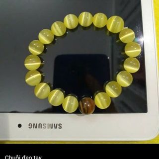 Vòng tay phong thủy đá mắt mèo màu vàng 10 ly