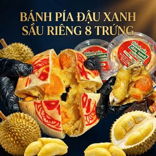 BÁNH PÍA ĐẬU XANH SẦU RIÊNG 8 TRỨNG, ĐẶC SẢN TRỨ DANH 500G - WINNIE HOUSE