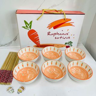 Bát Cà Rốt - Bộ 6 Bát 6 Đũa (THÙNG 20B)