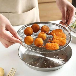 KHAY INOX RÁO DẦU KÈM VỈ LƯỚI 20CM