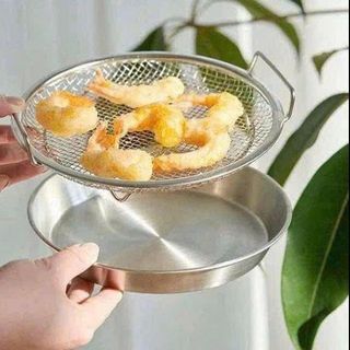 KHAY INOX RÁO DẦU KÈM VỈ LƯỚI 20CM